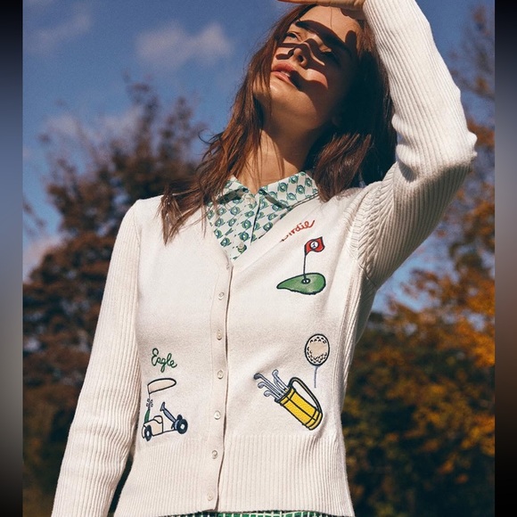 Tory Sport Sweaters - TORY SPORT Performance Cashmere Fairway Cardigan In Snow White
